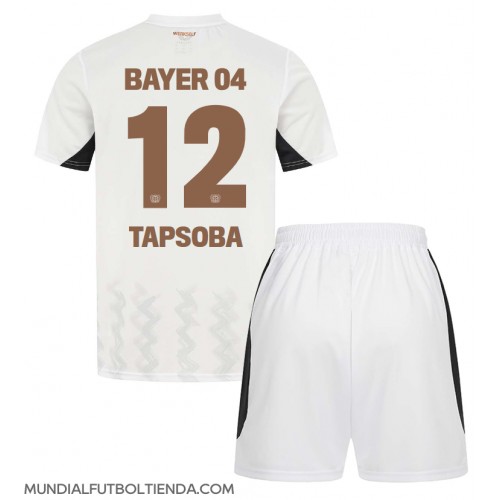 Camiseta Bayer Leverkusen Edmond Tapsoba #12 Segunda Equipación Replica 2024-25 para niños mangas cortas (+ Pantalones cortos)